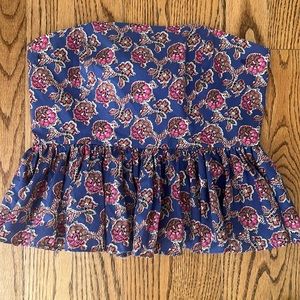 NWT JCREW Floral Strapless Peplum Top